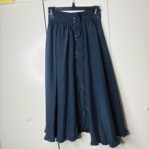 Elegant blue and White Polka Dot A-Line Skirt Vitage
